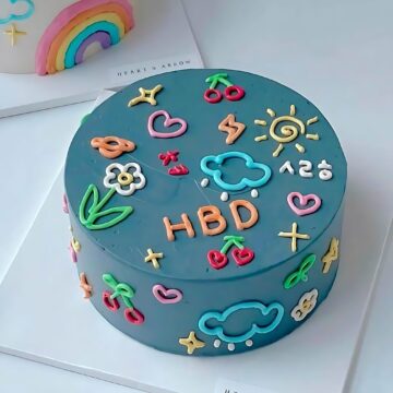 Playful Doodles Birthday Cake