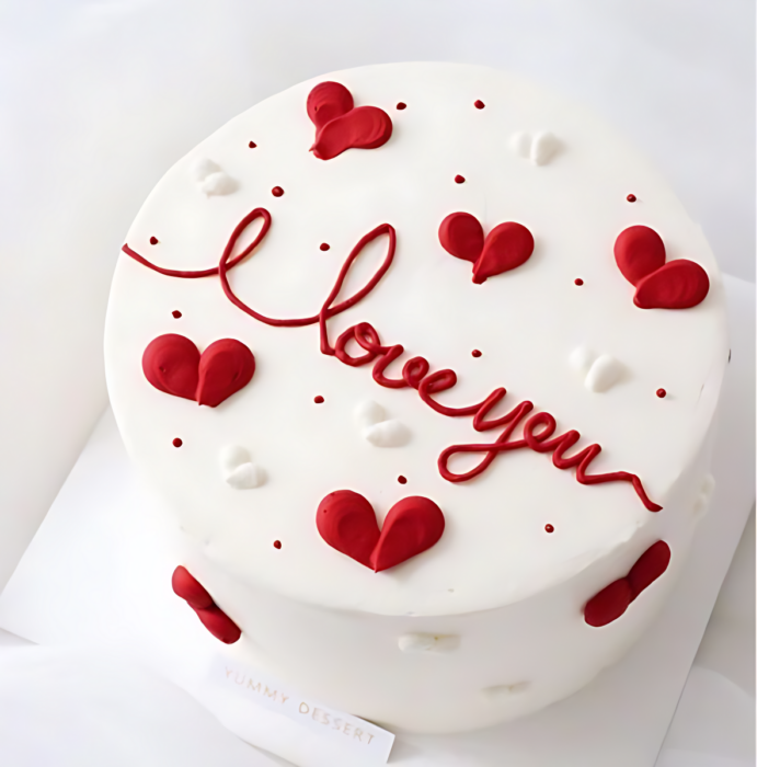 Red & White Hearts cake