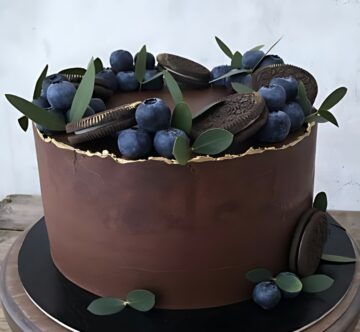 Rich Chocolate Cake with Oreo and Blueberry Topping