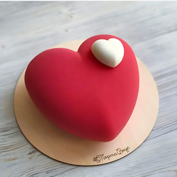 Minimalist Red Heart Cake with White Accent