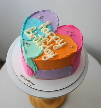 Vibrant Heart-Shaped Birthday Cake