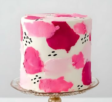 Abstract Pink and Red Cake with Artistic Design