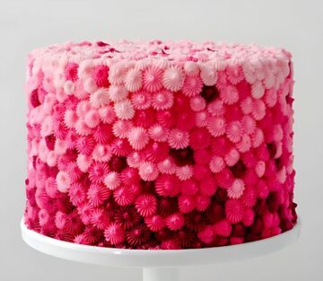 Pink Ombré Cake with Textured Floral Design