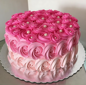 Ombre Rosette Pearl Cake