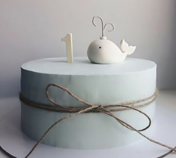 Minimalist Whale-Themed 1st Birthday Cake