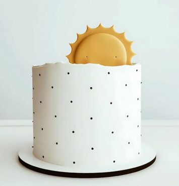 Minimalist Dotted Sun Cake with White Accent