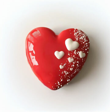 Red Heart Cake with Delicate White Hearts