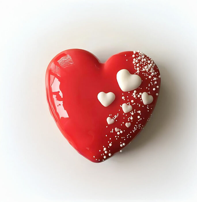 Red Heart Cake with Delicate White Hearts
