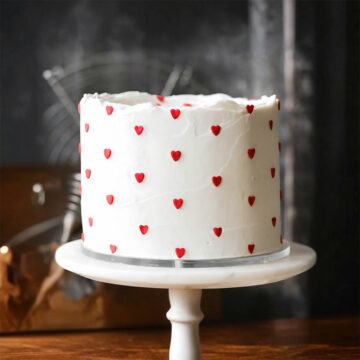 Lovely Heart Cake with Red Heart Accents