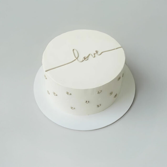 Minimalist White Love Cake