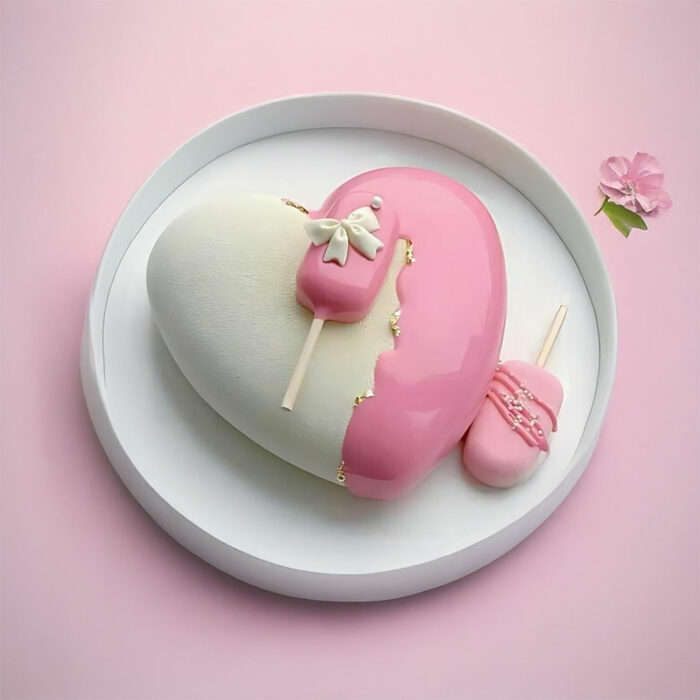 Pink and White Heart Duo Cake
