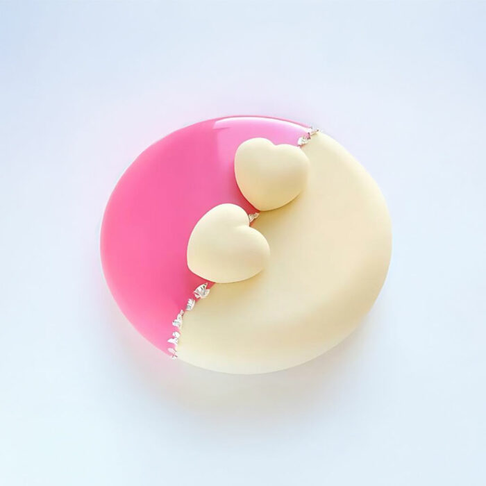 Elegant Yin-Yang Heart Cake with Dual Tones