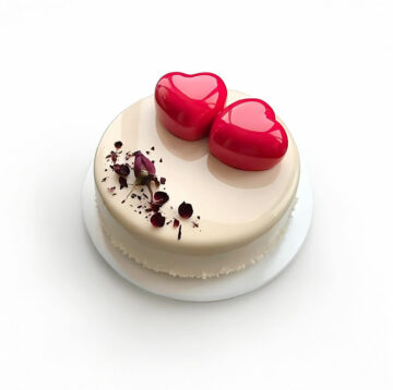 Dual Heart Rose Petal Cake with Glazed Finish
