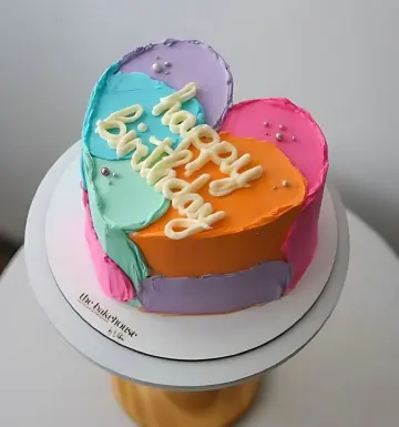 Vibrant Heart-Shaped Birthday Cake