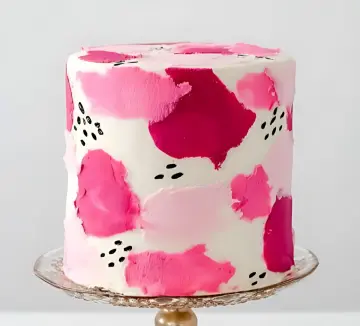 Abstract Pink and Red Cake with Artistic Design