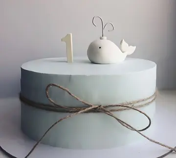Minimalist Whale-Themed 1st Birthday Cake