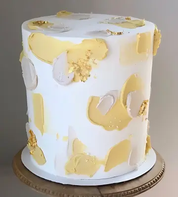 Modern Abstract Gold & Yellow Cake – A Statement of Elegance