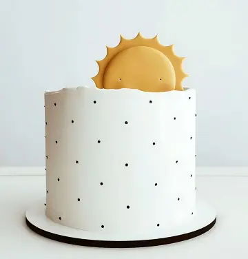 Minimalist Sun-Themed Cake with Polka Dot Design