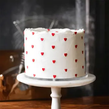 Lovely Heart Cake with Red Heart Accents